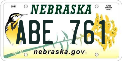 NE license plate ABE761