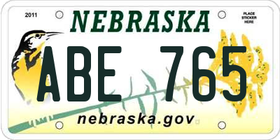 NE license plate ABE765