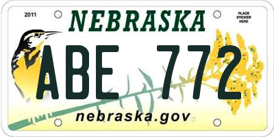 NE license plate ABE772