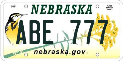 NE license plate ABE777