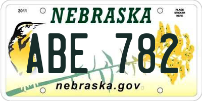 NE license plate ABE782