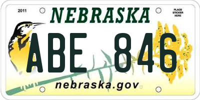 NE license plate ABE846