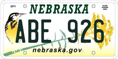 NE license plate ABE926