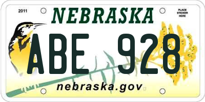 NE license plate ABE928
