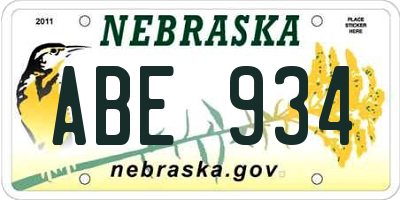 NE license plate ABE934