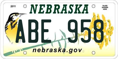 NE license plate ABE958