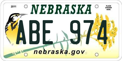 NE license plate ABE974