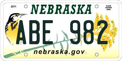 NE license plate ABE982