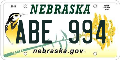 NE license plate ABE994