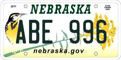 NE license plate ABE996