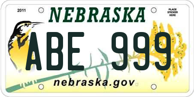 NE license plate ABE999