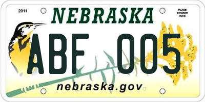 NE license plate ABF005