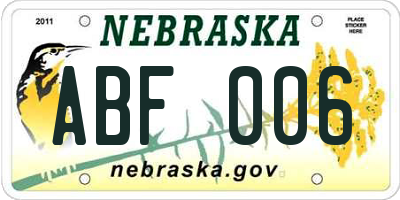 NE license plate ABF006