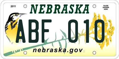 NE license plate ABF010