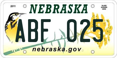 NE license plate ABF025