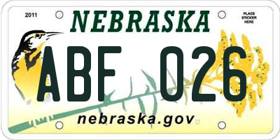 NE license plate ABF026