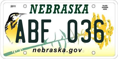 NE license plate ABF036