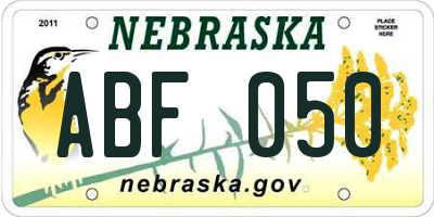 NE license plate ABF050