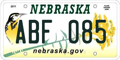 NE license plate ABF085