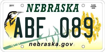 NE license plate ABF089
