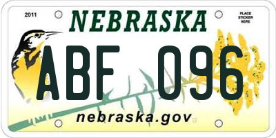 NE license plate ABF096