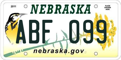 NE license plate ABF099