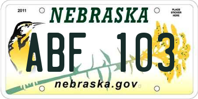 NE license plate ABF103