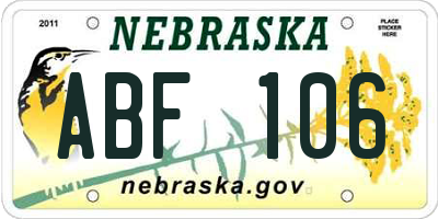 NE license plate ABF106