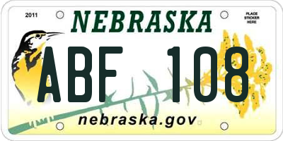 NE license plate ABF108