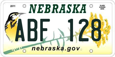 NE license plate ABF128