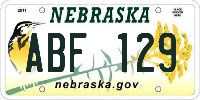 NE license plate ABF129