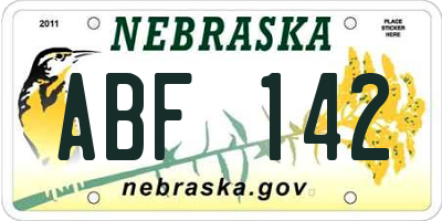 NE license plate ABF142