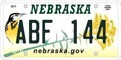 NE license plate ABF144