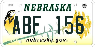NE license plate ABF156
