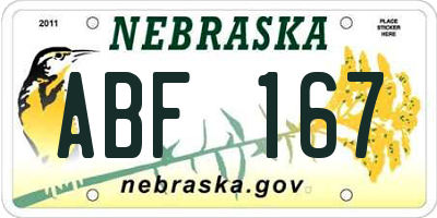 NE license plate ABF167