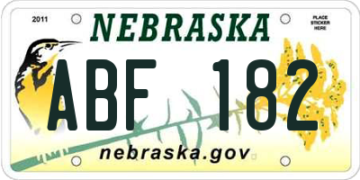 NE license plate ABF182