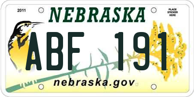 NE license plate ABF191