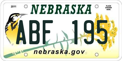 NE license plate ABF195