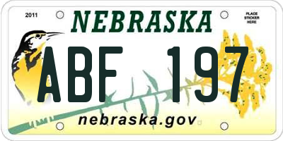 NE license plate ABF197