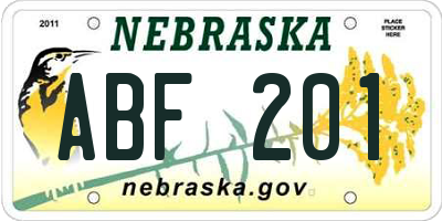 NE license plate ABF201