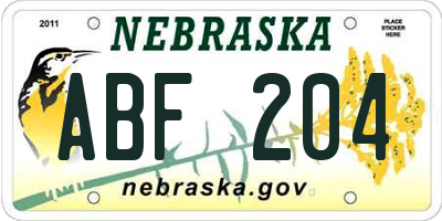 NE license plate ABF204