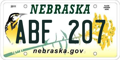 NE license plate ABF207