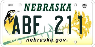 NE license plate ABF211