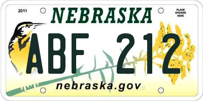 NE license plate ABF212