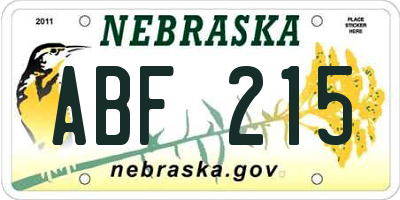 NE license plate ABF215