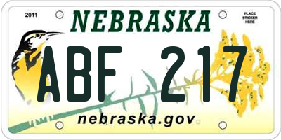NE license plate ABF217