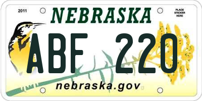 NE license plate ABF220