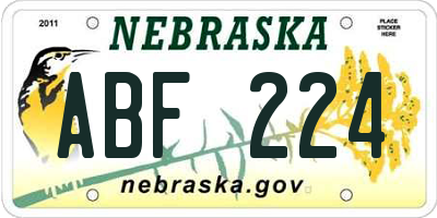 NE license plate ABF224
