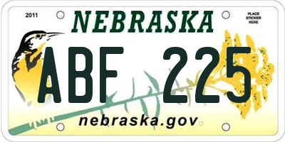 NE license plate ABF225