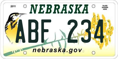 NE license plate ABF234